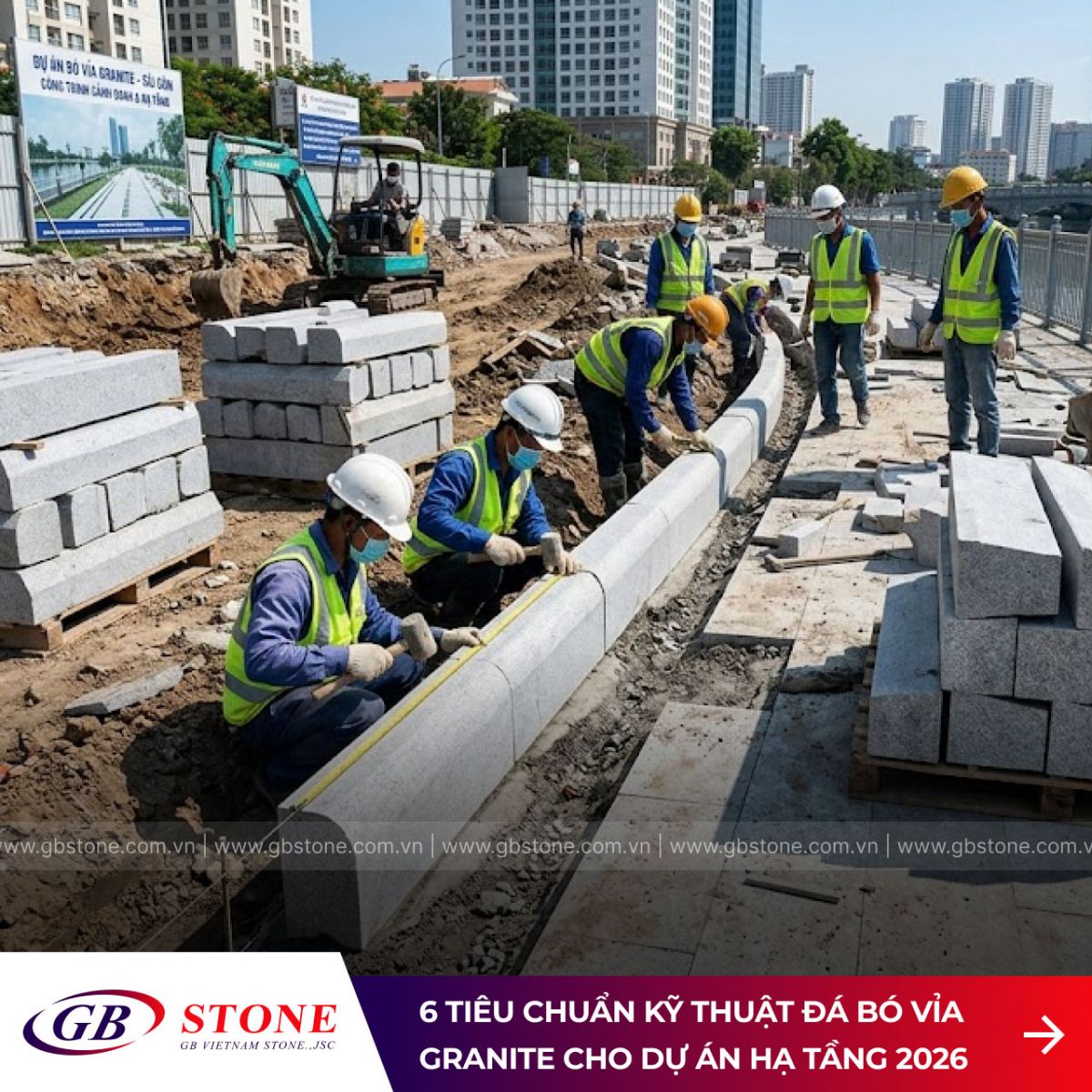Tiêu chuẩn đá bó vỉa granite cho hạ tầng