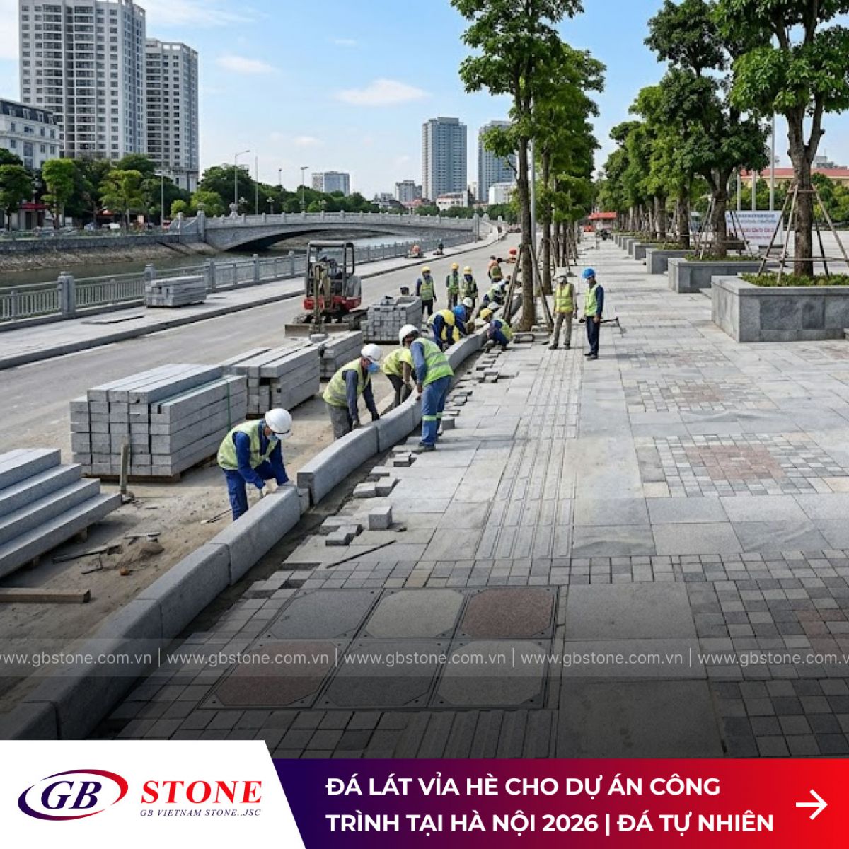 Đá lát vỉa hè công trình Hà Nội